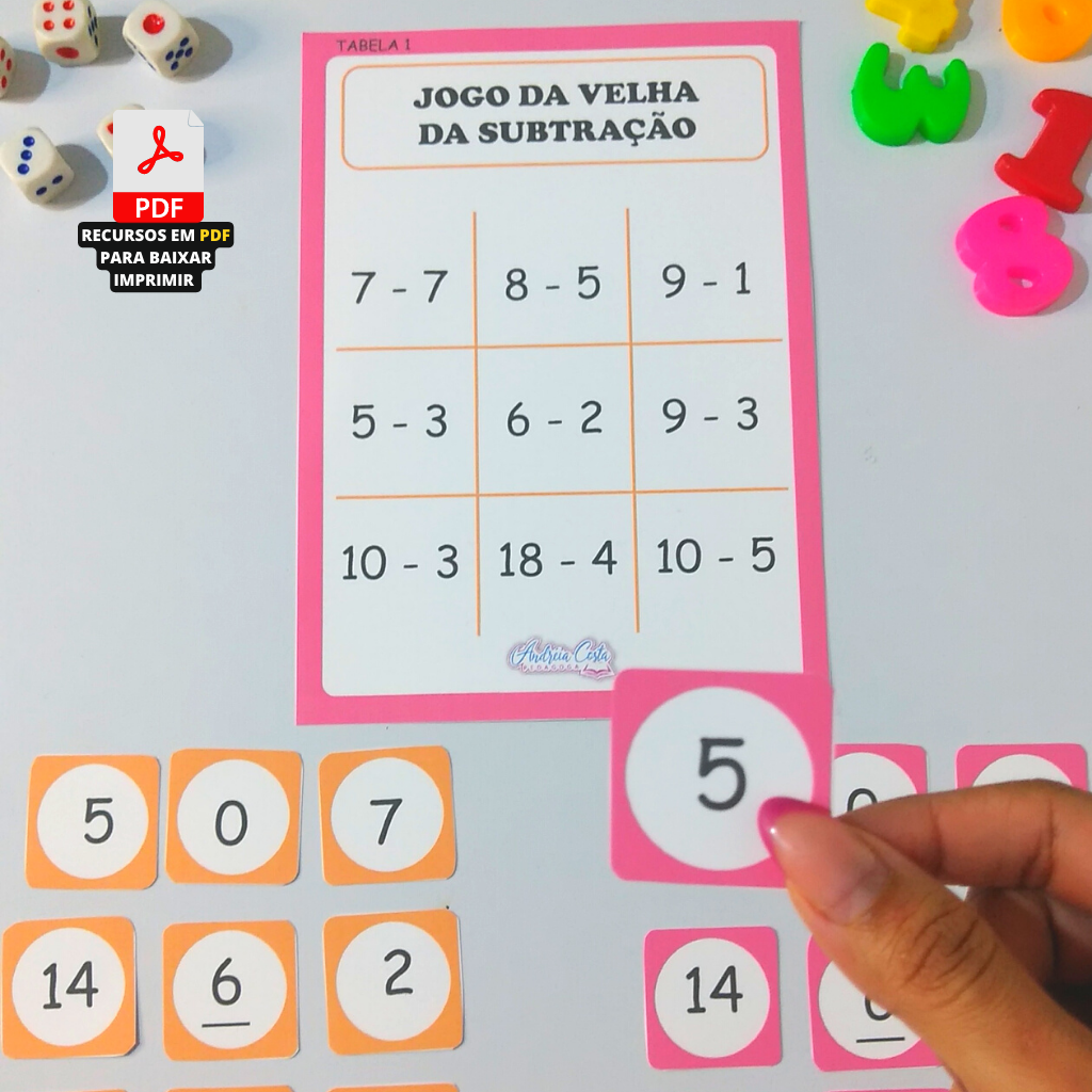 Jogo da velha Subtracao - Metodologia do Ensino de Matematica